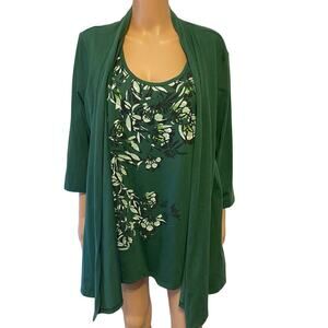 Vintage 90s Blair Women Blouse Top XL Built In Tank Cardigan Largenlook Festival